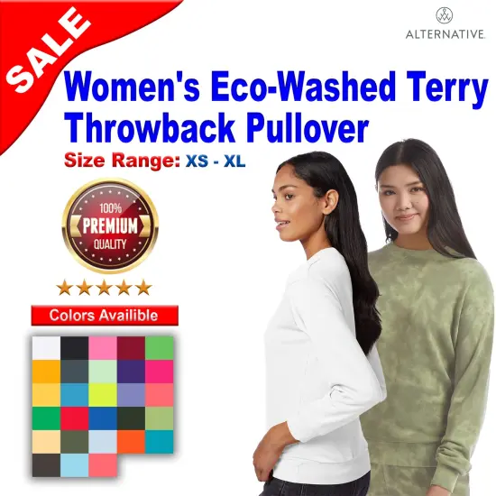 Women's Eco&reg; Washed Terry Throwback Pullover Wash Den New {3}