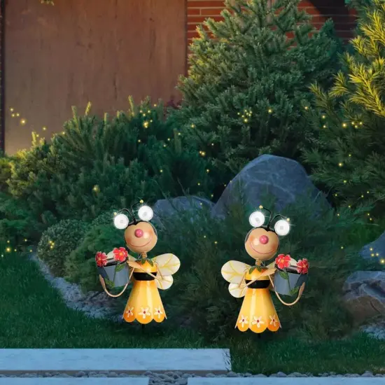 2Pcs Solar Garden Lawn Lights Outdoor Lamp Landscape Bee Lights Arts and Crafts {4}