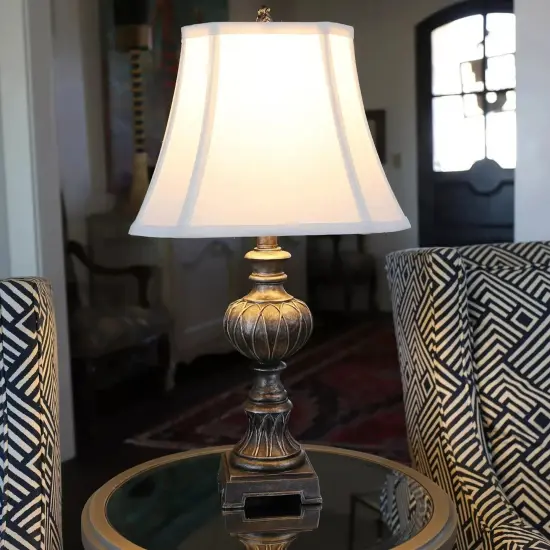 Antique Silver Traditional Table Lamp {3}