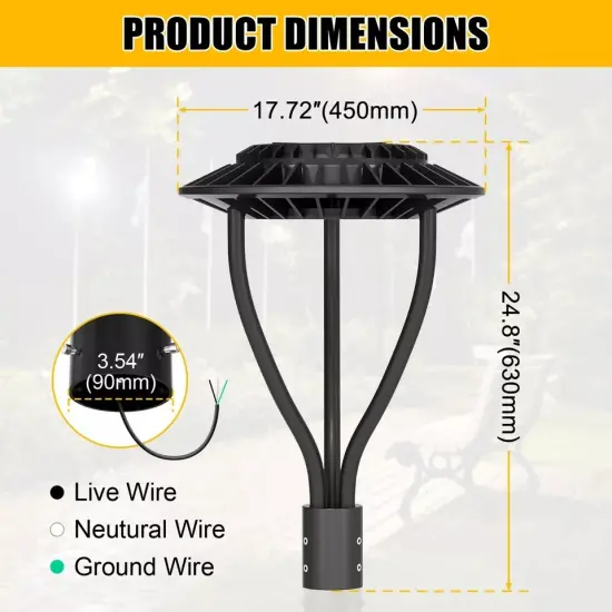 60W Led Post Top Light Dusk to Dawn Commercial Circular Area Pole Light &lrm;8400lm {2}