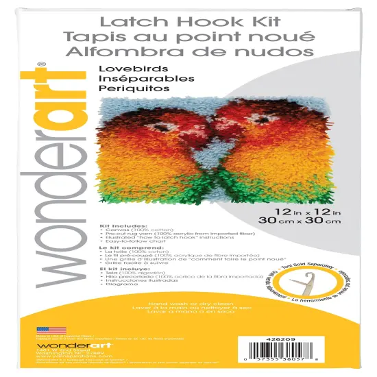 Wonderart Latch Hook Kit 12"X12"-Lovebirds {3}