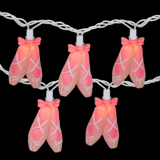 Northlight Ballerina Shoe Indoor Outdoor Patio Light Set - 6'- White Wire - 10ct Pink {4}