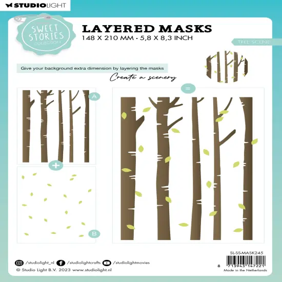 Studio Light Sweet Stories 5.9"X8.25" Stencil-Nr. 245, Tree Scene {3}