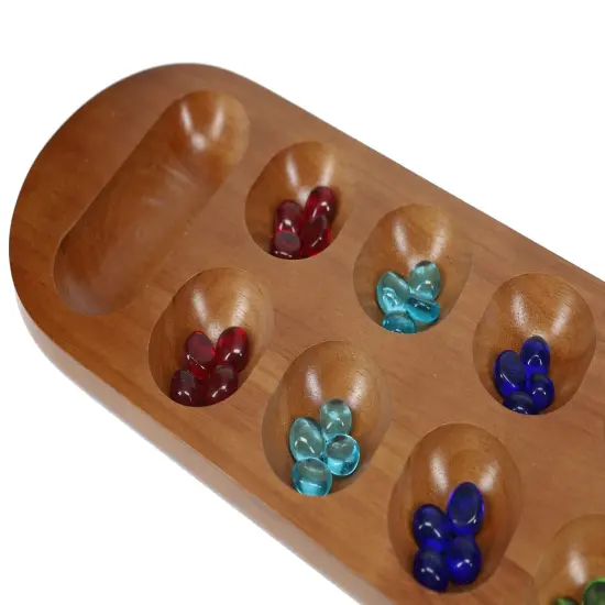WE GamesSolid Wood Mancala Board Game with Walnut Stain - 22 in. {6}