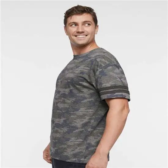 LAT&reg; Football Fine Jersey Crewneck Short Sleeve Tee - 6937 Black solid/ white {3}