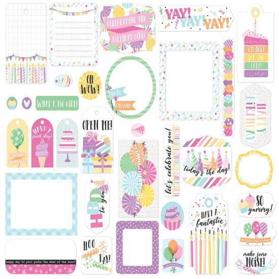 Echo Park Cardstock Ephemera 34/Pkg-Frames & Tags, Make A Wish Birthday Girl {3}