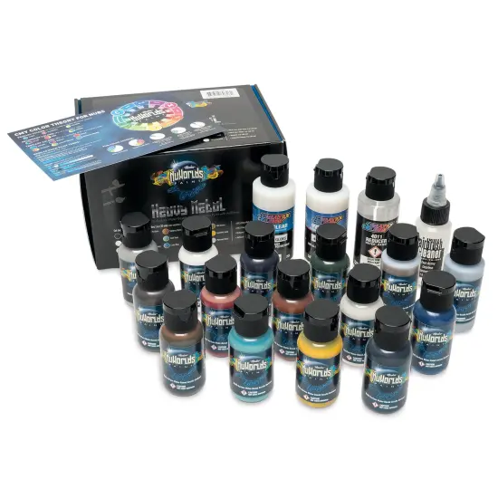 Iwata Medea NuWorlds Airbrush Paints - Heavy Metal, Set of 19 {1}