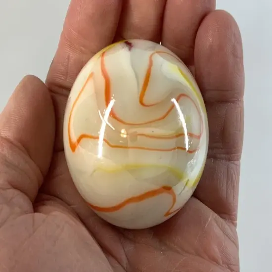 Toe Breaker 50mm (2") GELATO White Swirl Marbles glass Toebreaker HUGE {5}