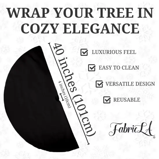 FabricLA 40" Black Faux Fur Christmas Tree Skirt - Fluffy Plush Tree Skirt (101cm) for Holiday Decorations {3}