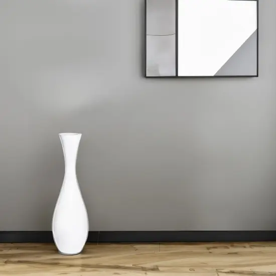 43 Inch Tall White Modern Fiberglass Narrow Trumpet Floor Vase - Contemporary Home Decor Accent Piece for Living Room, Entryway, or Any Room - Sleek Statement Piece for Modern Interior Styling {6}