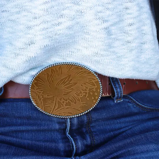 Realeather(R) Crafts Printed Leather Trim 9"X3"-Brown Floral {4}