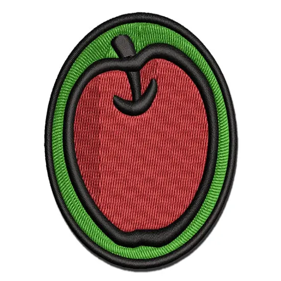 Whole Apple Fruit Multi-Color Embroidered Iron-On or Hook & Loop Patch Applique {1}