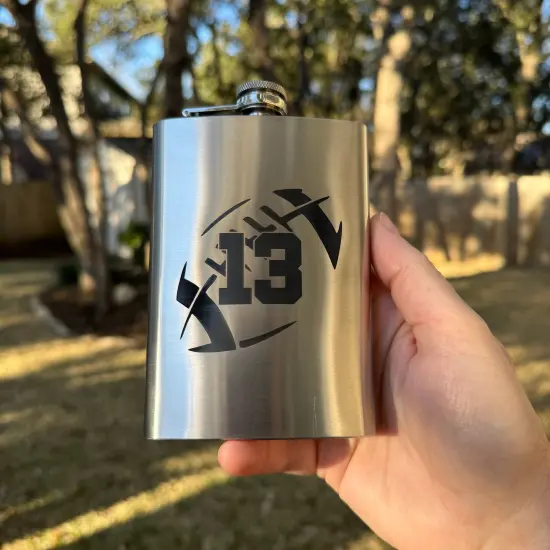 8oz Football 13 Flask Stainless Steel {2}
