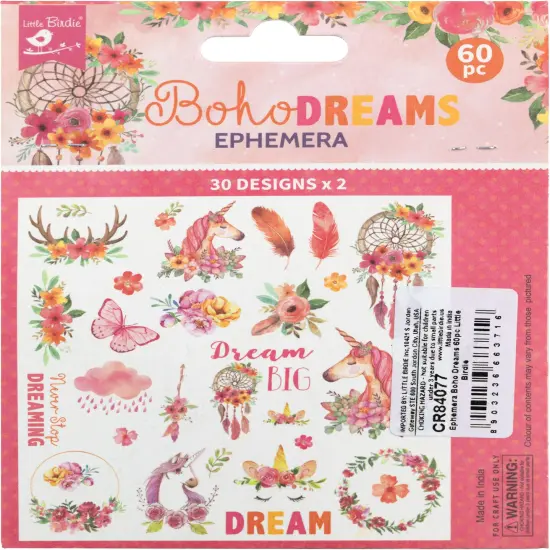 Little Birdie Ephemera Elements 60/Pkg-Boho Dreams {3}