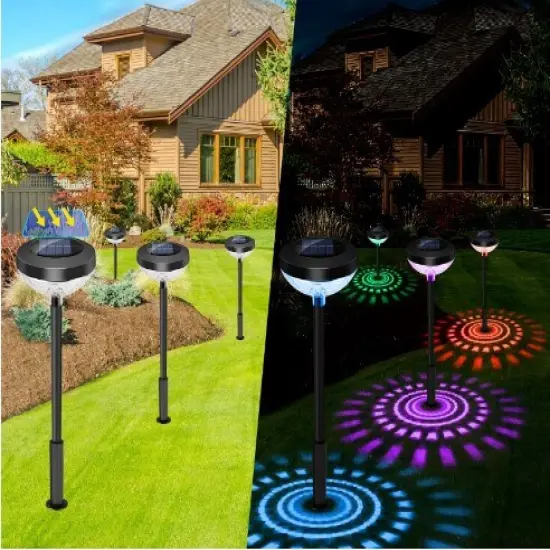 4Pcs 7 Colors Solar Garden Lights Waterproof Landscape LED Lights Pathway Yard {3}