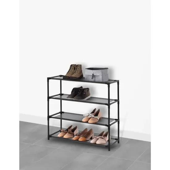 4-Tier Shoe Storage and Organizer Rack Black {3}