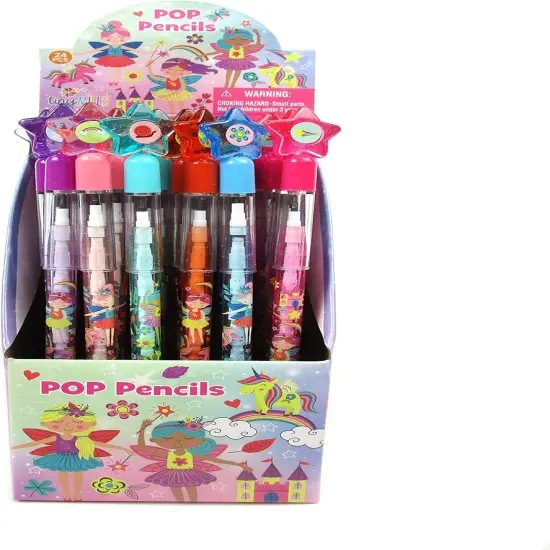 TINYMILLS 24 Pcs Magical Fairy Princess Stackable Push Pencil Assortment with Eraser {2}