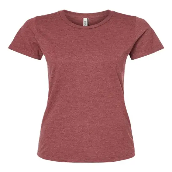 Tultex&reg; Women's Premium Cotton Blend Crew Neck Short Sleeve T-Shirt Red heather {4}