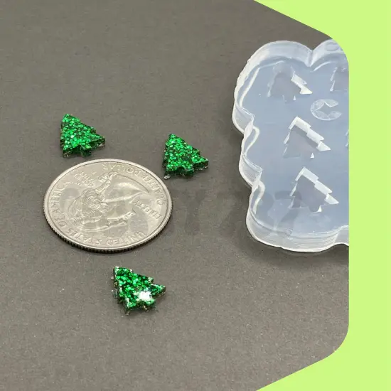 Mini Christmas Tree Stud Earring Silicone Mold (A14) {4}