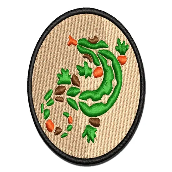 Southwestern Style Tribal Gecko Lizard Multi-Color Embroidered Iron-On or Hook & Loop Patch Applique {1}