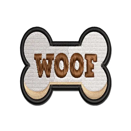 Woof Dog Fun Text Multi-Color Embroidered Iron-On or Hook & Loop Patch Applique {1}