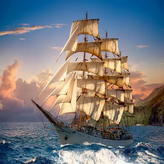 1500 Piece Jigsaw Puzzle, Sailing at Sunset, Sailing Ship Puzzle, Ocean Puzzle, Adult Puzzles, Castorland C-151431-2 {2}