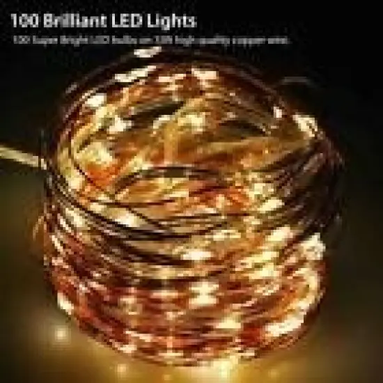 100 LED Solar Power String Fairy Lights Garden Outdoor Party Christmas Lamp Yellow {1}