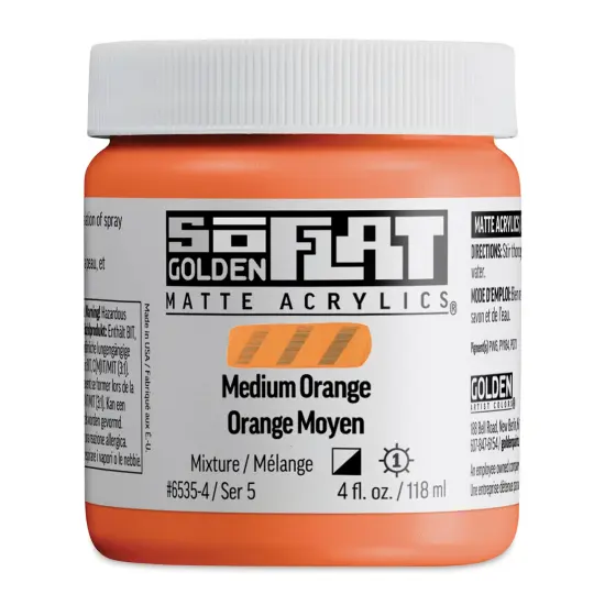Golden SoFlat Matte Acrylic Paint - Medium Orange, 118 ml, Jar {1}