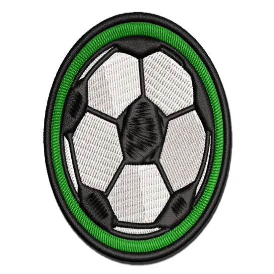 Soccer Ball Multi-Color Embroidered Iron-On or Hook & Loop Patch Applique {1}