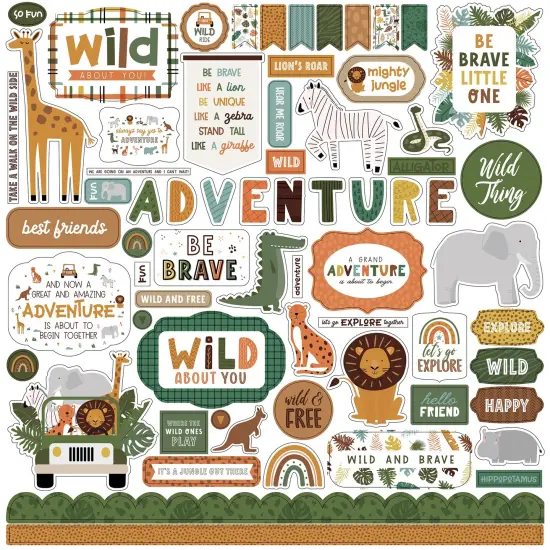 Little Explorer Cardstock Stickers 12"X12"-Elements {1}