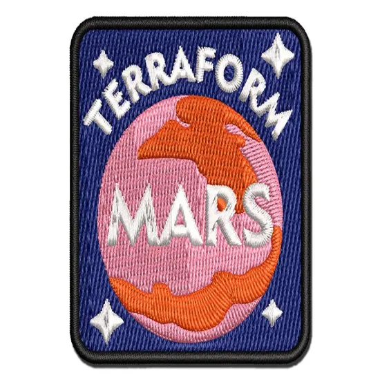 Terraform Mars Planet Space Earth Multi-Color Embroidered Iron-On or Hook & Loop Patch Applique {1}