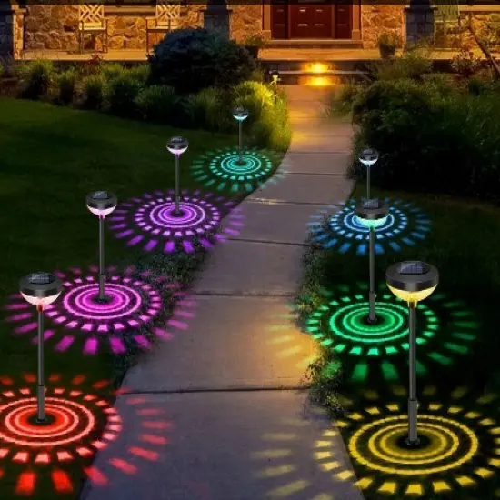 4Pcs 7 Colors Solar Garden Lights Waterproof Landscape LED Lights Pathway Yard {2}