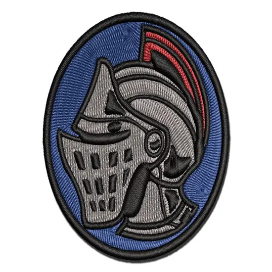 Medieval Knight Helmet Multi-Color Embroidered Iron-On or Hook & Loop Patch Applique {1}