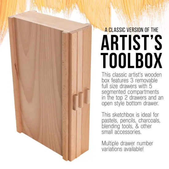 3-Drawer Artist Wood Pastel, Pen, Marker Storage Box {4}