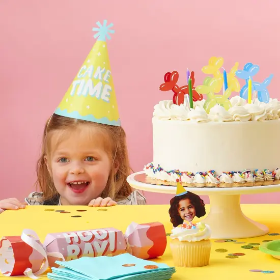 Big Dot of Happiness Party Time - Cone Happy Birthday Party Hats for Kids and Adults - Set of 8 (Standard Size) {3}