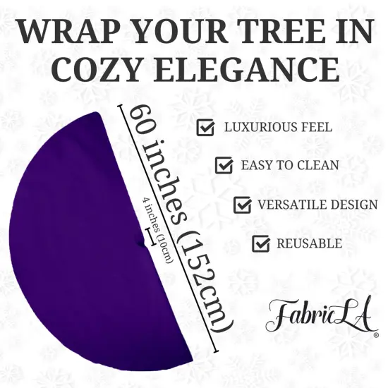 FabricLA 60" Purple Faux Fur Christmas Tree Skirt - Fluffy Plush Tree Skirt (152cm) for Holiday Decorations {3}