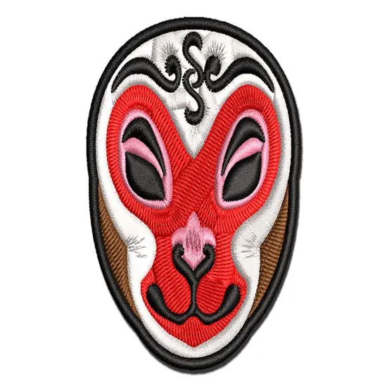 Monkey King Chinese Opera Mask Multi-Color Embroidered Iron-On or Hook & Loop Patch Applique {1}