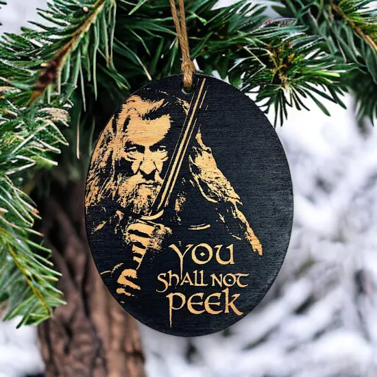 Ornament - You Shall Not Peek - Black Painted Wood 4x3in {6}