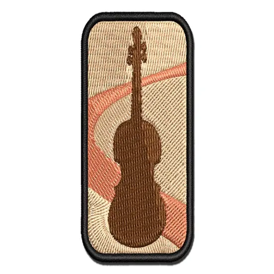Violin Music Instrument Silhouette Multi-Color Embroidered Iron-On or Hook & Loop Patch Applique {1}