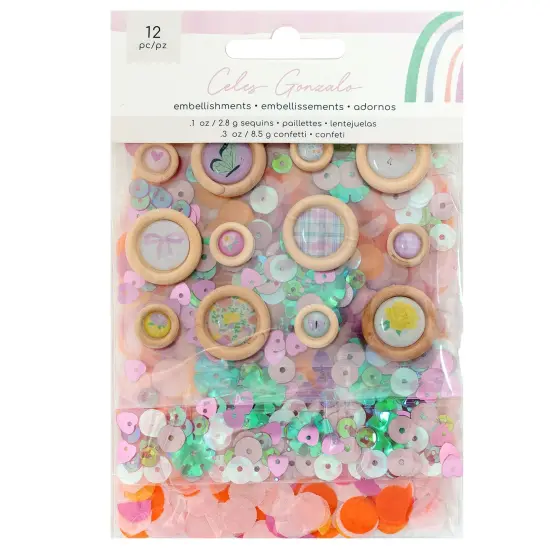American Crafts Rainbow Avenue Confetti Button Pack-12 Pieces {1}