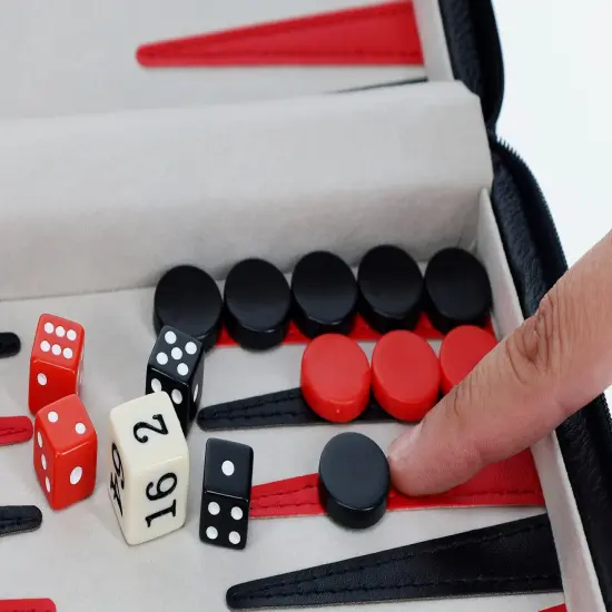 WE Games Magnetic Backgammon Set with Leatherette Case and Carrying Strap - Travel Size {6}