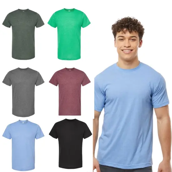 Tultex&reg; Unisex Poly Rich Short Sleeve Crew-neck T-Shirt Heather athletic blu {3}