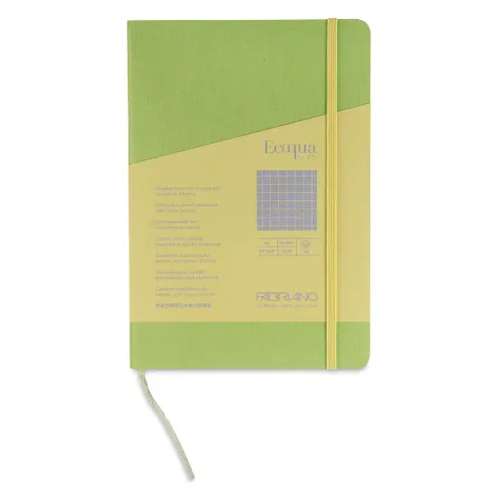 Fabriano EcoQua Plus Stitch-Bound Notebook - Lime, 5-4/5" x 8-1/4", Grid {1}