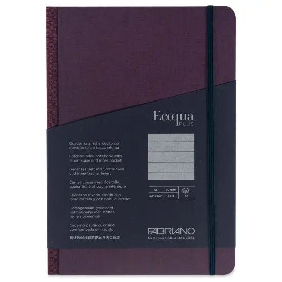 Fabriano Ecoqua Plus Fabric-Bound Notebook - Wine, 5-4/5" x 8-1/4", Lined {1}