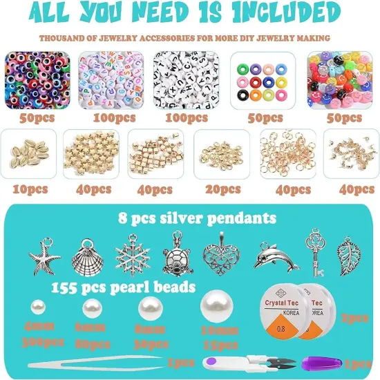6800 Clay Beads Bracelet Making Kit 24 Colors Spacer Flat Beads for kids Jewelry {1}