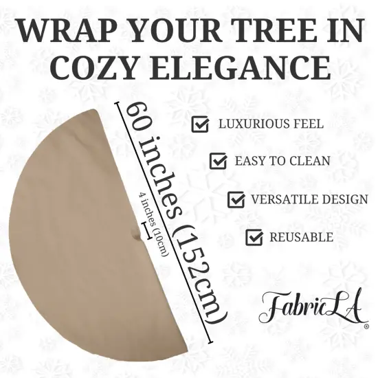 FabricLA 60" Beige Faux Fur Christmas Tree Skirt - Fluffy Plush Tree Skirt (152cm) for Holiday Decorations {3}