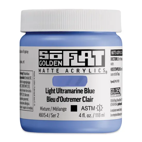 Golden SoFlat Matte Acrylic Paint - Light Ultramarine Blue, 118 ml, Jar {1}