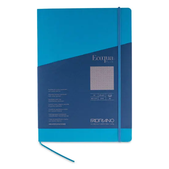 Fabriano EcoQua Plus Stitch-Bound Notebook - Turquoise, 8-1/4" x 11-3/4", Dot Grid {1}