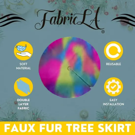 FabricLA 30" Pastel Patch Faux Fur Christmas Tree Skirt - Fluffy Plush Tree Skirt (72cm) for Holiday Decorations {4}