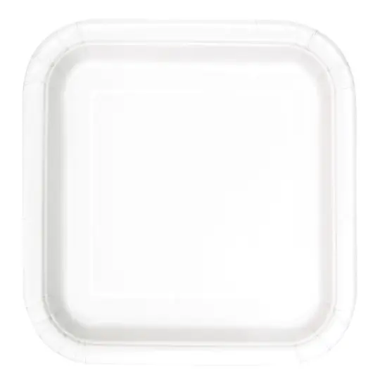 White Solid Square 9" Dinner Plates, 14ct {1}